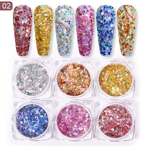 Neon Nail Powder Pigment Set Fluorenscence Spangle Nail Glitter Make Up Shimmer Shining Chrome Dust Decoration