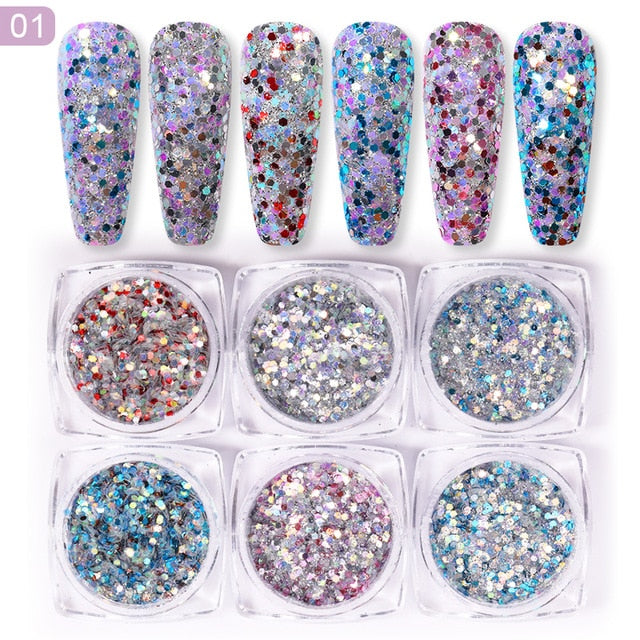 Neon Nail Powder Pigment Set Fluorenscence Spangle Nail Glitter Make Up Shimmer Shining Chrome Dust Decoration