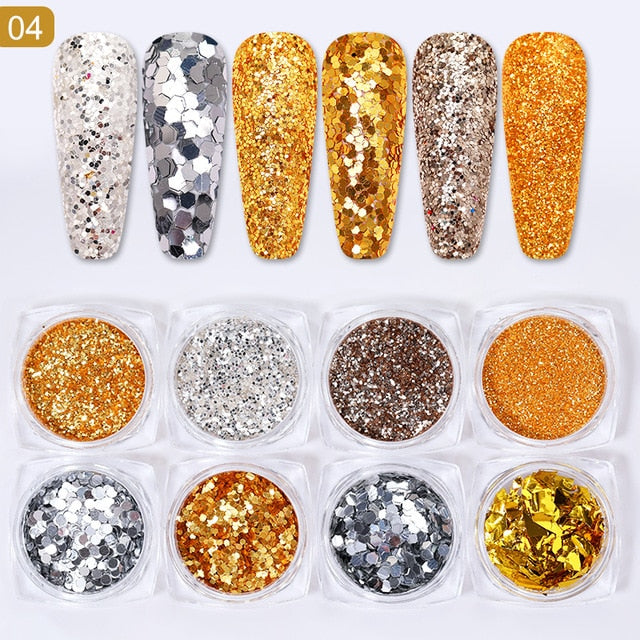 Neon Nail Powder Pigment Set Fluorenscence Spangle Nail Glitter Make Up Shimmer Shining Chrome Dust Decoration