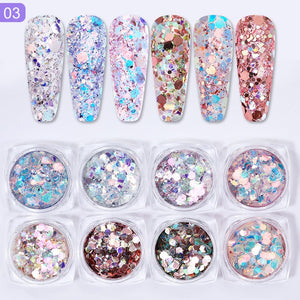 Neon Nail Powder Pigment Set Fluorenscence Spangle Nail Glitter Make Up Shimmer Shining Chrome Dust Decoration