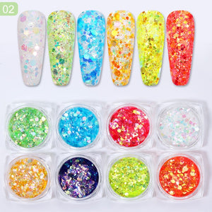 Neon Nail Powder Pigment Set Fluorenscence Spangle Nail Glitter Make Up Shimmer Shining Chrome Dust Decoration