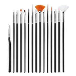 ROHWXY 15/12/8pcs Nail Art UV Gel Brush Set Pen UV Gel Nail Art Builder Flat Crystal Painting Drawing Carving Pen Manicure Tool