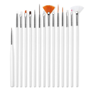 ROHWXY 15/12/8pcs Nail Art UV Gel Brush Set Pen UV Gel Nail Art Builder Flat Crystal Painting Drawing Carving Pen Manicure Tool