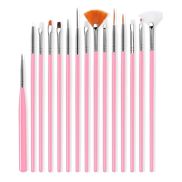 ROHWXY 15/12/8pcs Nail Art UV Gel Brush Set Pen UV Gel Nail Art Builder Flat Crystal Painting Drawing Carving Pen Manicure Tool