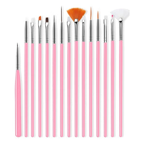 ROHWXY 15/12/8pcs Nail Art UV Gel Brush Set Pen UV Gel Nail Art Builder Flat Crystal Painting Drawing Carving Pen Manicure Tool