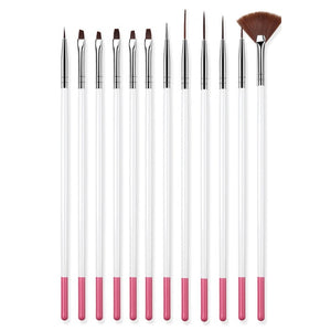 ROHWXY 15/12/8pcs Nail Art UV Gel Brush Set Pen UV Gel Nail Art Builder Flat Crystal Painting Drawing Carving Pen Manicure Tool