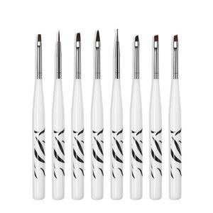 ROHWXY 15/12/8pcs Nail Art UV Gel Brush Set Pen UV Gel Nail Art Builder Flat Crystal Painting Drawing Carving Pen Manicure Tool