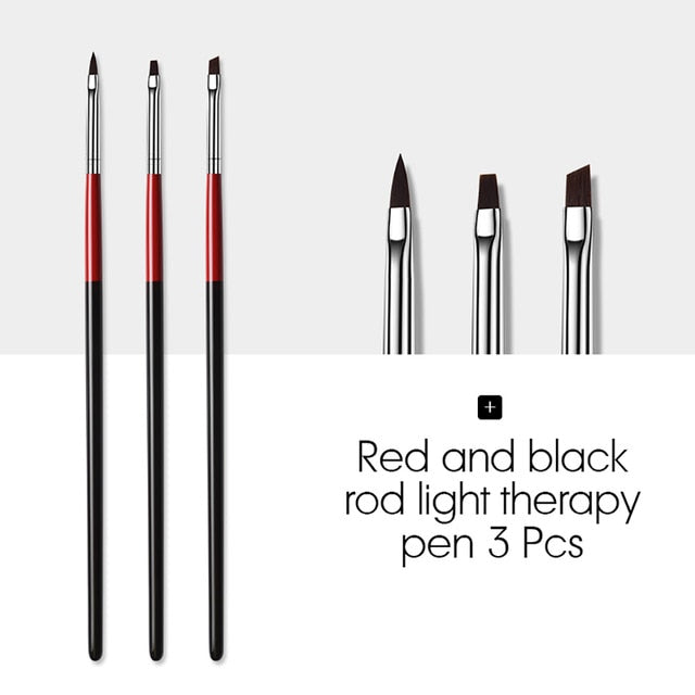 ROHWXY 15/12/8pcs Nail Art UV Gel Brush Set Pen UV Gel Nail Art Builder Flat Crystal Painting Drawing Carving Pen Manicure Tool