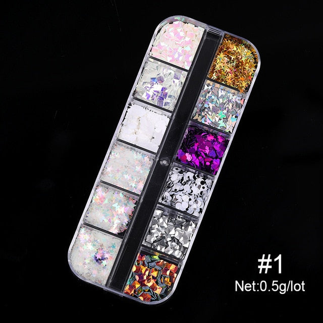 Butterfly Nail Sequins Glitter  Style Moon Flakes Paillette Iridescent  Maple Leaf  Decoration 3d Nail Art Sequins  Nail art